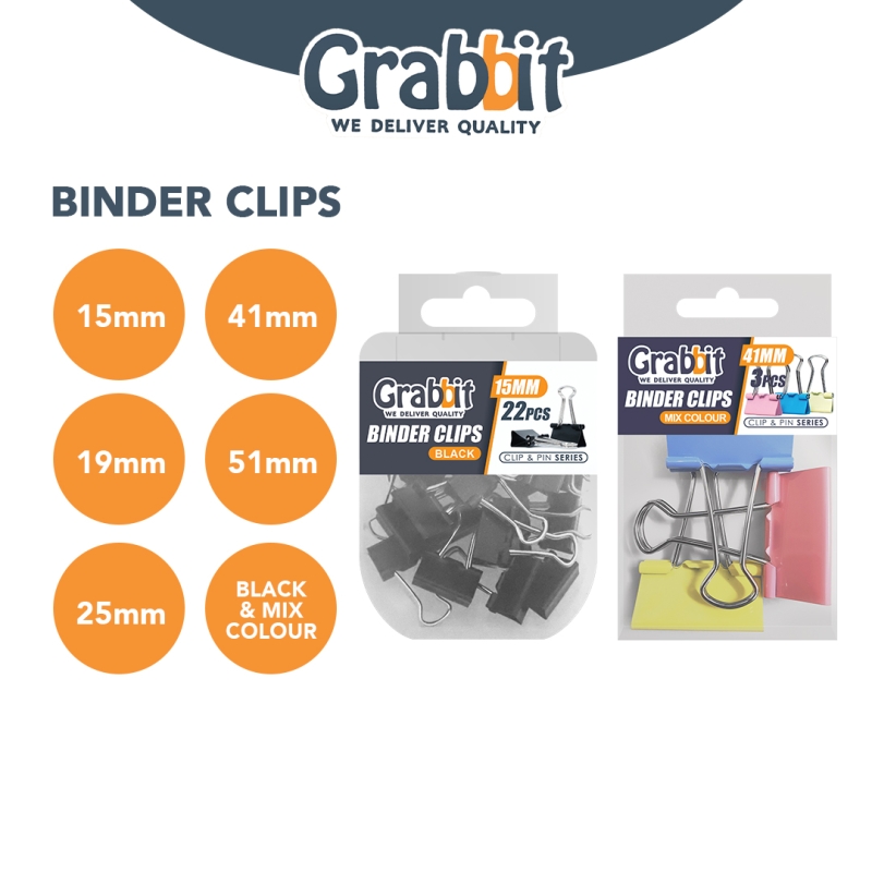 Binder Clips | Double Clip | Double Klip | Klip Kertas | Saiz 15mm / 19mm /  25mm / 32mm / 41mm / 51mm